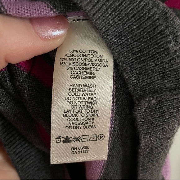 DKNY Jeans Striped Cotton Cashmere Blend Funnelneck Sweater Size XL - Picture 12 of 12